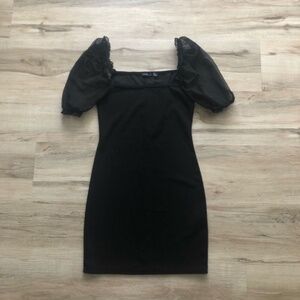Boohoo Black Ruffled Bodycon Mini Dress
